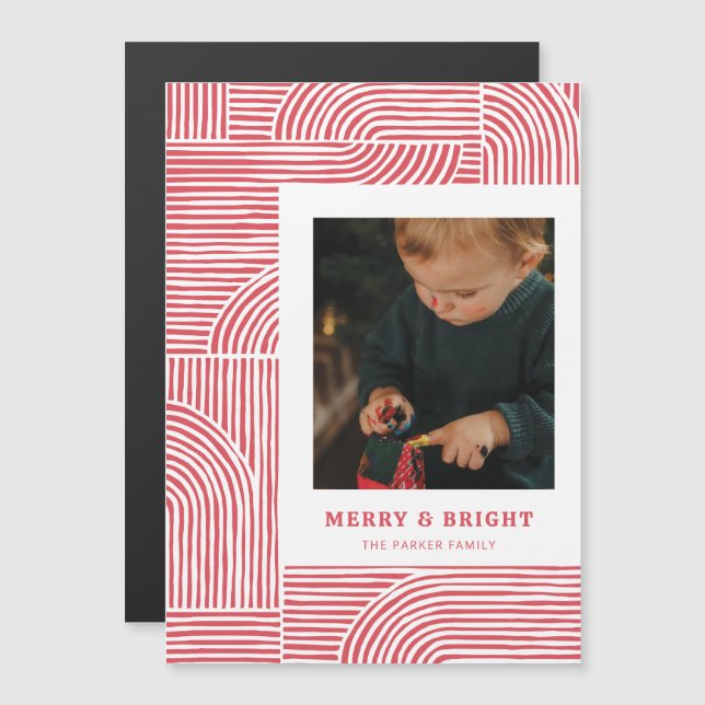 Candy Cane Arches Modern Holiday Photo Card (Front/Back)