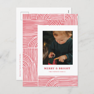 Candy Cane Arches Modern Holiday Photo Postcard