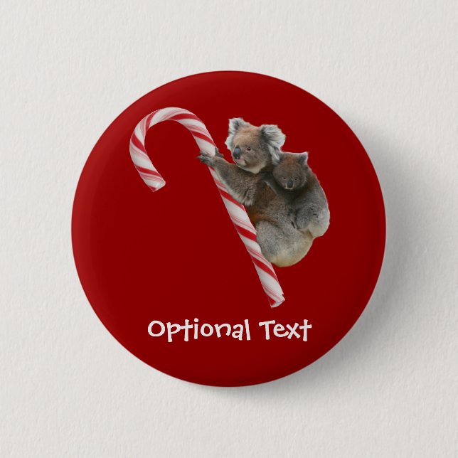 Candy Cane Australian Koala Bears 6 Cm Round Badge (Front)