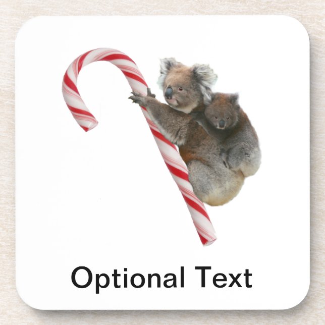 Candy Cane Australian Koala Bears Coaster (Front)