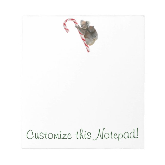 Candy Cane Australian Koala Bears Notepad (Front)