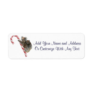 Candy Cane Australian Koala Bears Return Address Label
