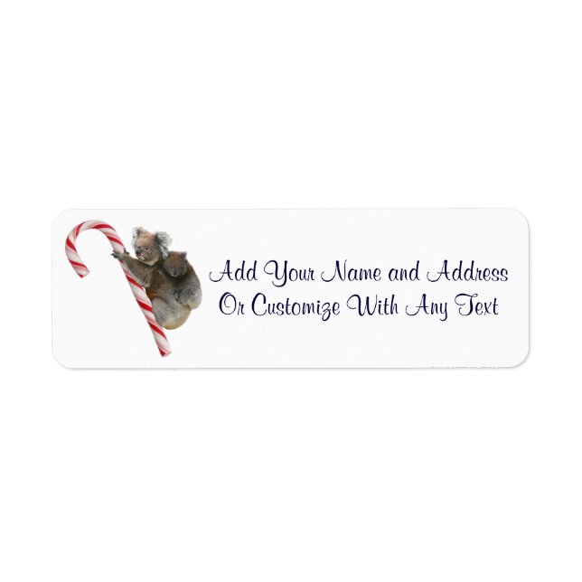 Candy Cane Australian Koala Bears Return Address Label (Front)
