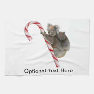 Candy Cane Australian Koala Bears Tea Towel