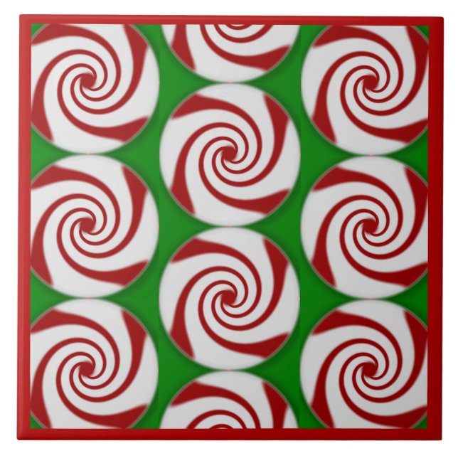 Candy Cane Basics Peppermint Drop  Ceramic Tile (Front)