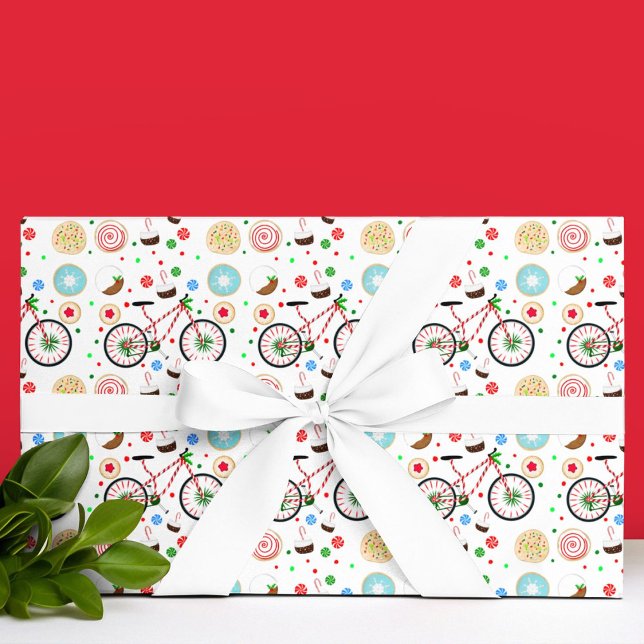 Candy Cane Bicycle with Christmas Treats Wrapping Paper (Creator Uploaded)