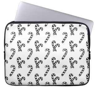Candy Cane Black and White Pattern Laptop Sleeve