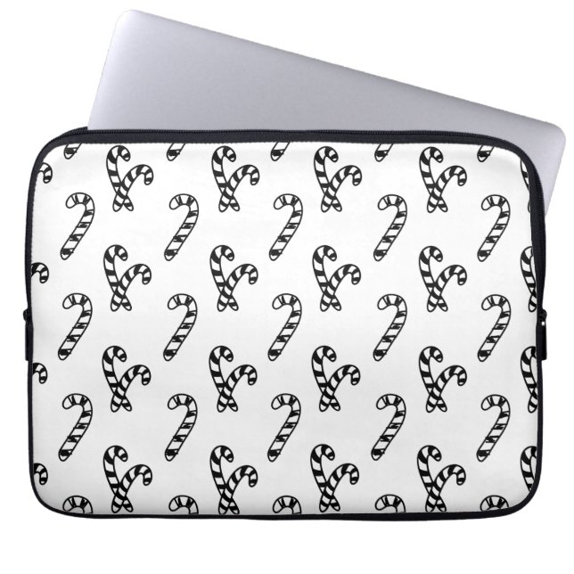 Candy Cane Black and White Pattern Laptop Sleeve (Front)