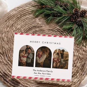  Candy Cane Border 3 Arch Photos Merry Christmas   Postcard
