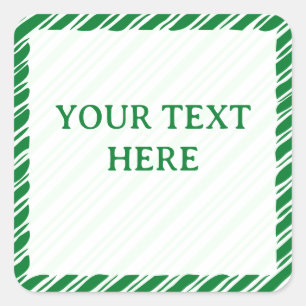 Candy Cane Border Christmas Decor Custom Text Square Sticker