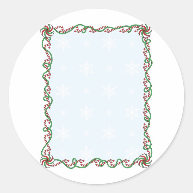Candy Cane Border Classic Round Sticker (Front)