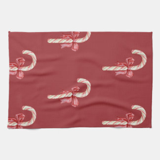 Candy cane bow aesthetic holiday christmas  tea towel