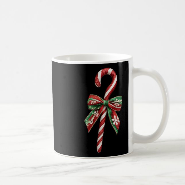 Candy Cane Bow Christmas Peppermint Christmas Cand Coffee Mug (Right)