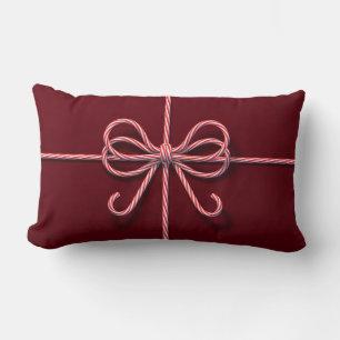 Candy Cane Bow Lumbar Pillow