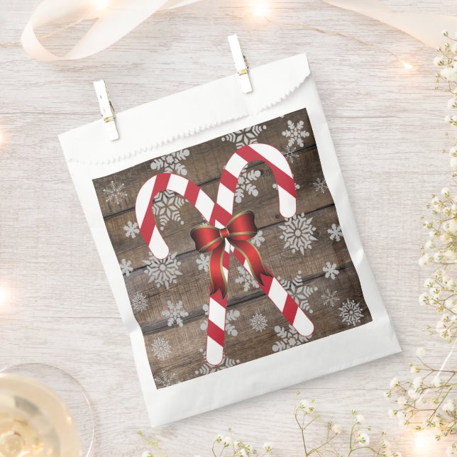 Candy Cane Bow Snowflakes Favour Bag (Clipped)