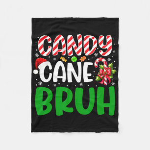 Candy Cane Bruh Christmas Shirt Funny Xmas Boys Gi Fleece Blanket