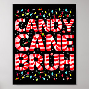 Candy Cane Bruh Tree Light Pjs Christmas Xmas Men  Poster