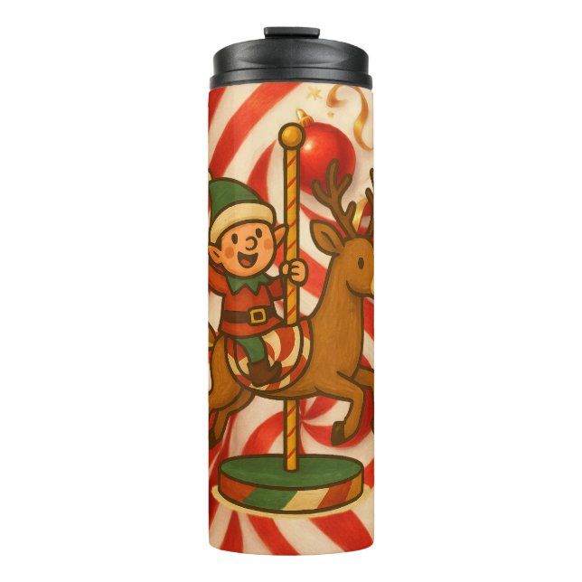 Candy Cane Carousel Thermal Tumbler (Front)