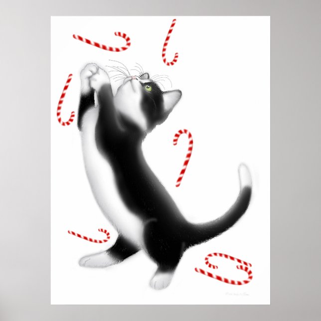 Candy Cane Cat Toys Print (Front)