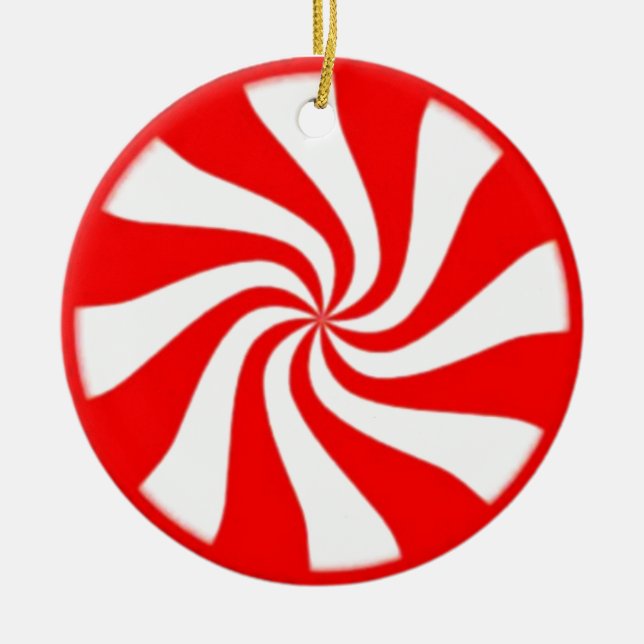 Candy Cane Ceramic Ornament (Front)