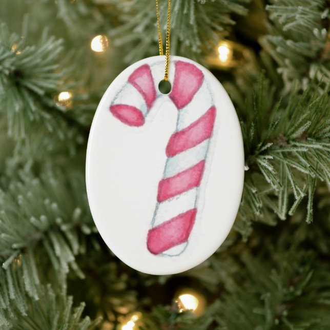 Candy Cane Ceramic Ornament (Tree)