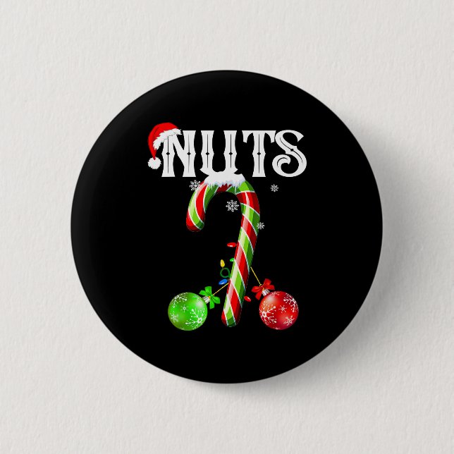 Candy Cane Chest Nuts Couples Funny Chestnuts Xmas 6 Cm Round Badge (Front)