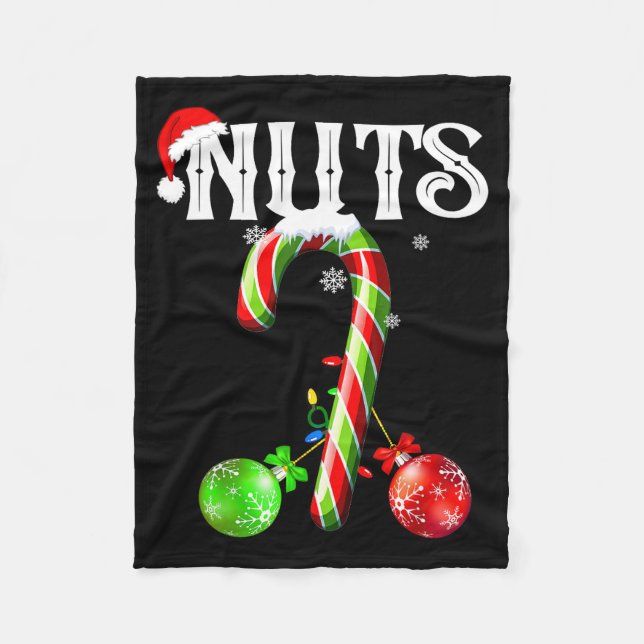 Candy Cane Chest Nuts Couples Funny Chestnuts Xmas Fleece Blanket (Front)