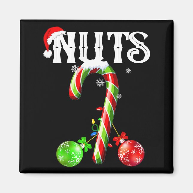 Candy Cane Chest Nuts Couples Funny Chestnuts Xmas Magnet (Front)
