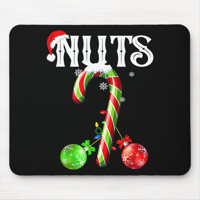 Candy Cane Chest Nuts Couples Funny Chestnuts Xmas Mouse Pad (Front)