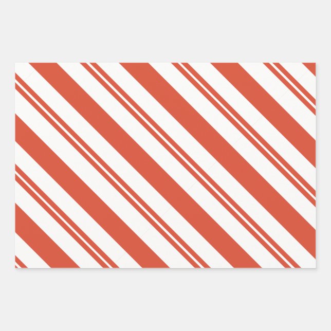 Candy Cane Chorus Diagonal Flat Sheet Set of 3 (Front)