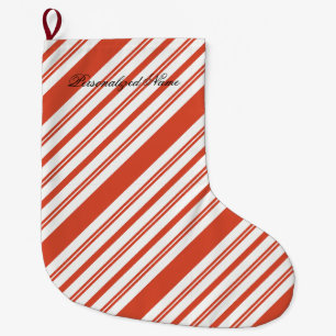 Candy Cane Chorus-Stripe-Diagonal Large Christmas Stocking