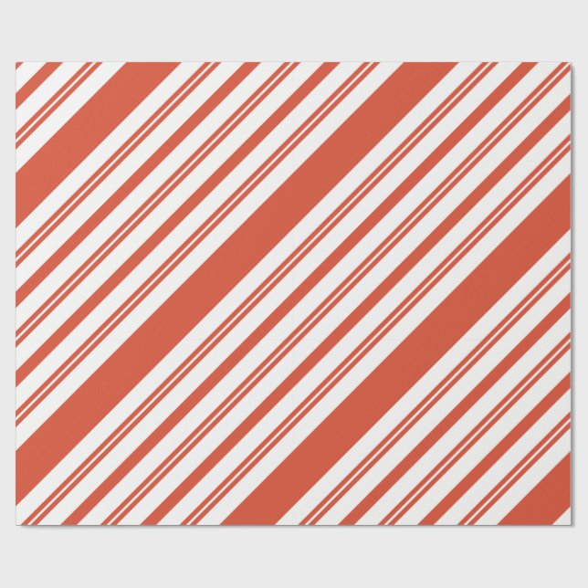 Candy Cane Chorus-Stripe-Diagonal Wrapping Paper (Flat)