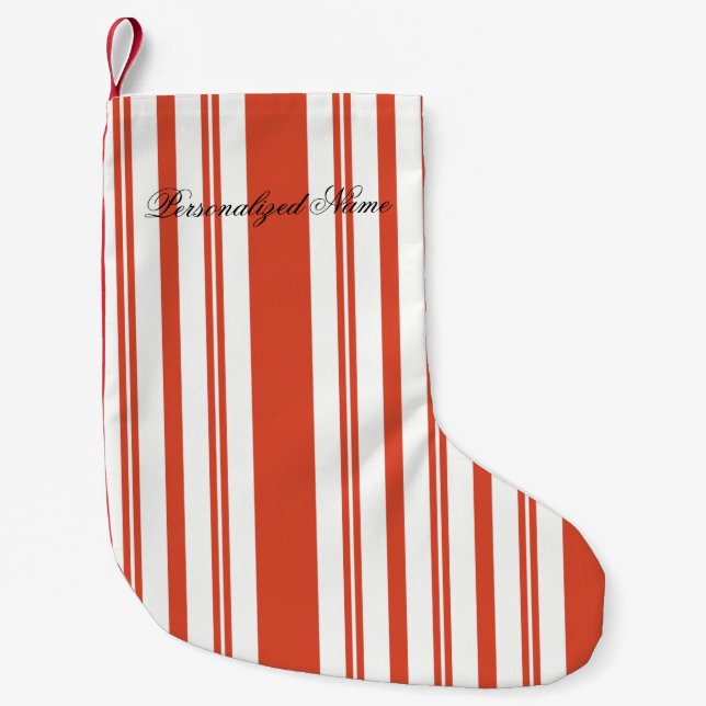 Candy Cane Chorus-Stripe-Verticle Small Christmas Stocking (Front)