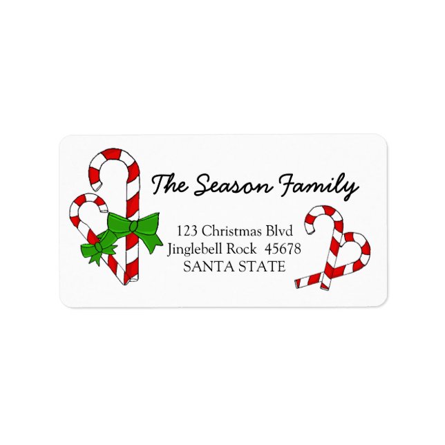 Candy Cane Christmas address label (Front)