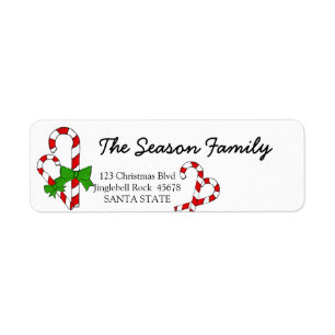 Candy Cane Christmas address label Return Address Label