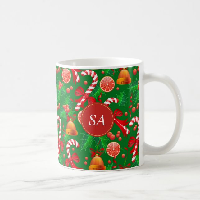 Candy Cane Christmas bell Christmas Holly Coffee Mug (Right)