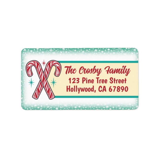 Candy Cane Christmas Card Address Labels 2 (Front)