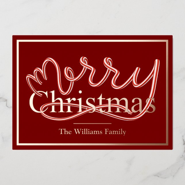 Candy Cane Christmas Card - red stripe back (Front)