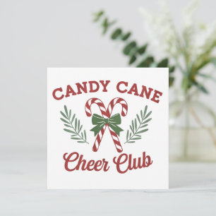 Candy Cane Christmas Cheer Club Coquette Matching  Holiday Card