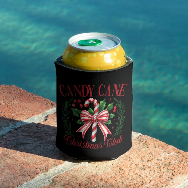 Candy Cane Christmas Club Squad Matching Winter  Can Cooler (In Situ Pool)
