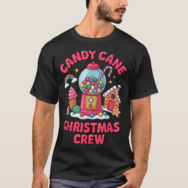 Candy Cane Christmas Crew Gumball Gingerbread Pepp T-Shirt (Front)