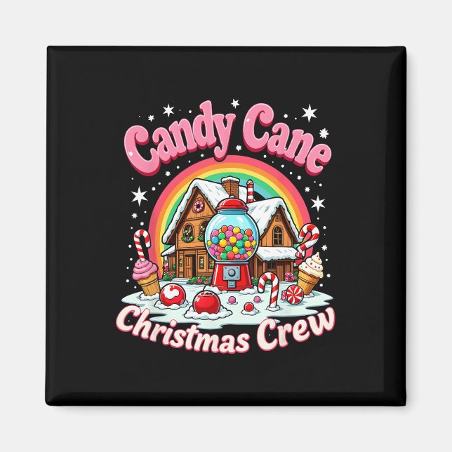 Candy Cane Christmas Crew House Candy Security Can Magnet (Front)