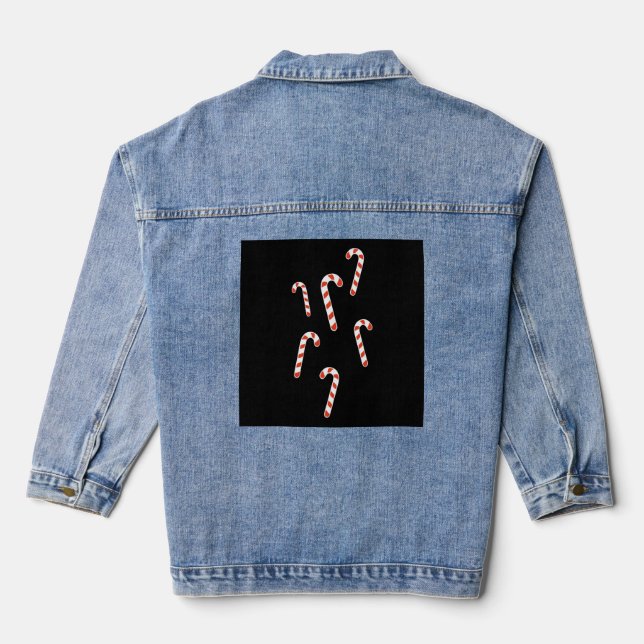 Candy Cane Christmas Denim Jacket (Back)