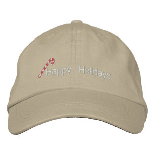 Candy Cane Christmas Embroidered Hat
