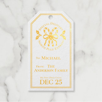 Candy Cane Christmas Foil Gift Tag