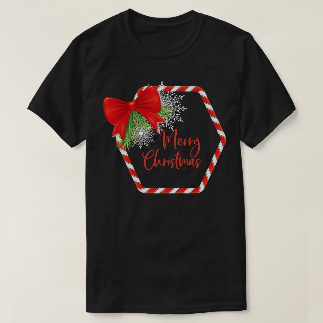 Candy Cane Christmas Frame T-Shirt (Design Front)
