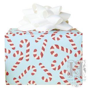 Candy Cane Christmas Gift Wrapping Paper - Blue