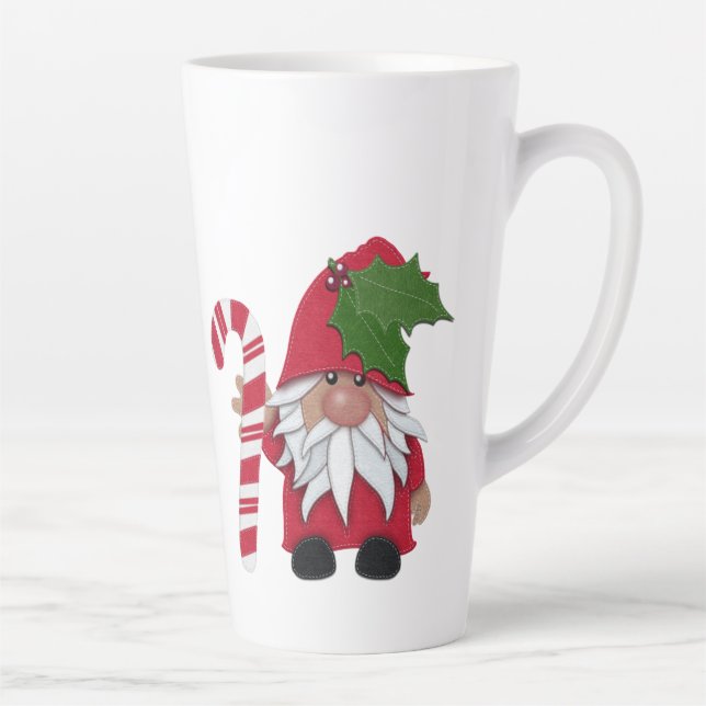Candy Cane Christmas Gnome Latte Mug (Right)