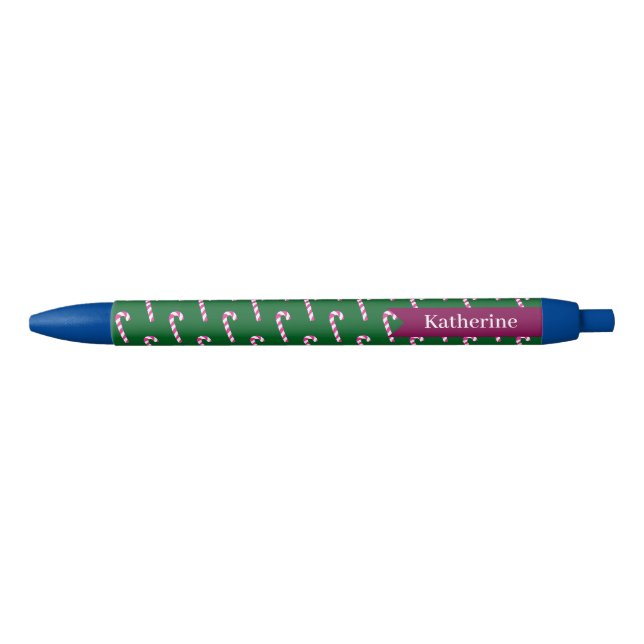 Candy Cane Christmas Green Black Ink Pen (Front)