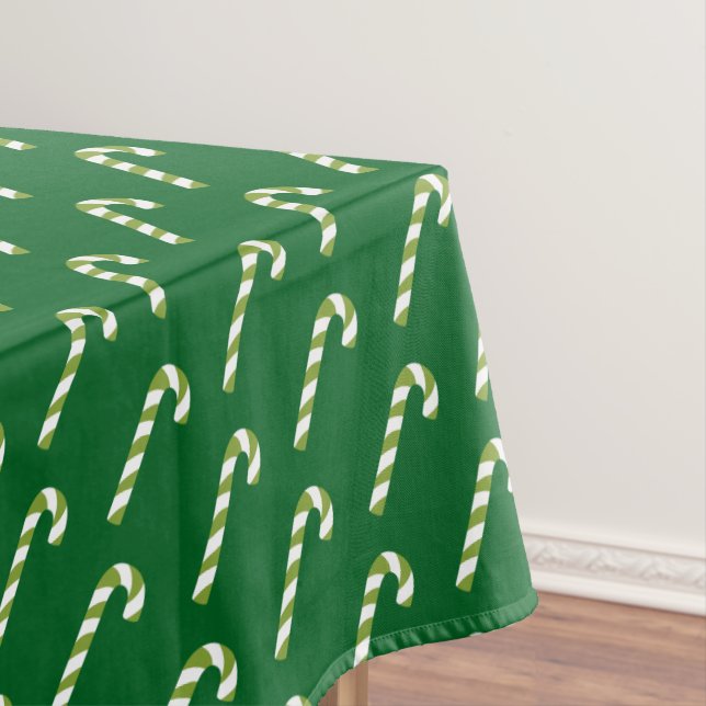 Candy Cane Christmas Green Tablecloth (In Situ)